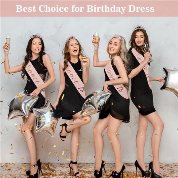 Sweet 16 Birthday Decorations for Girls, Including Sweet 16 Cake Toppers, Crown - Picture 7 of 7